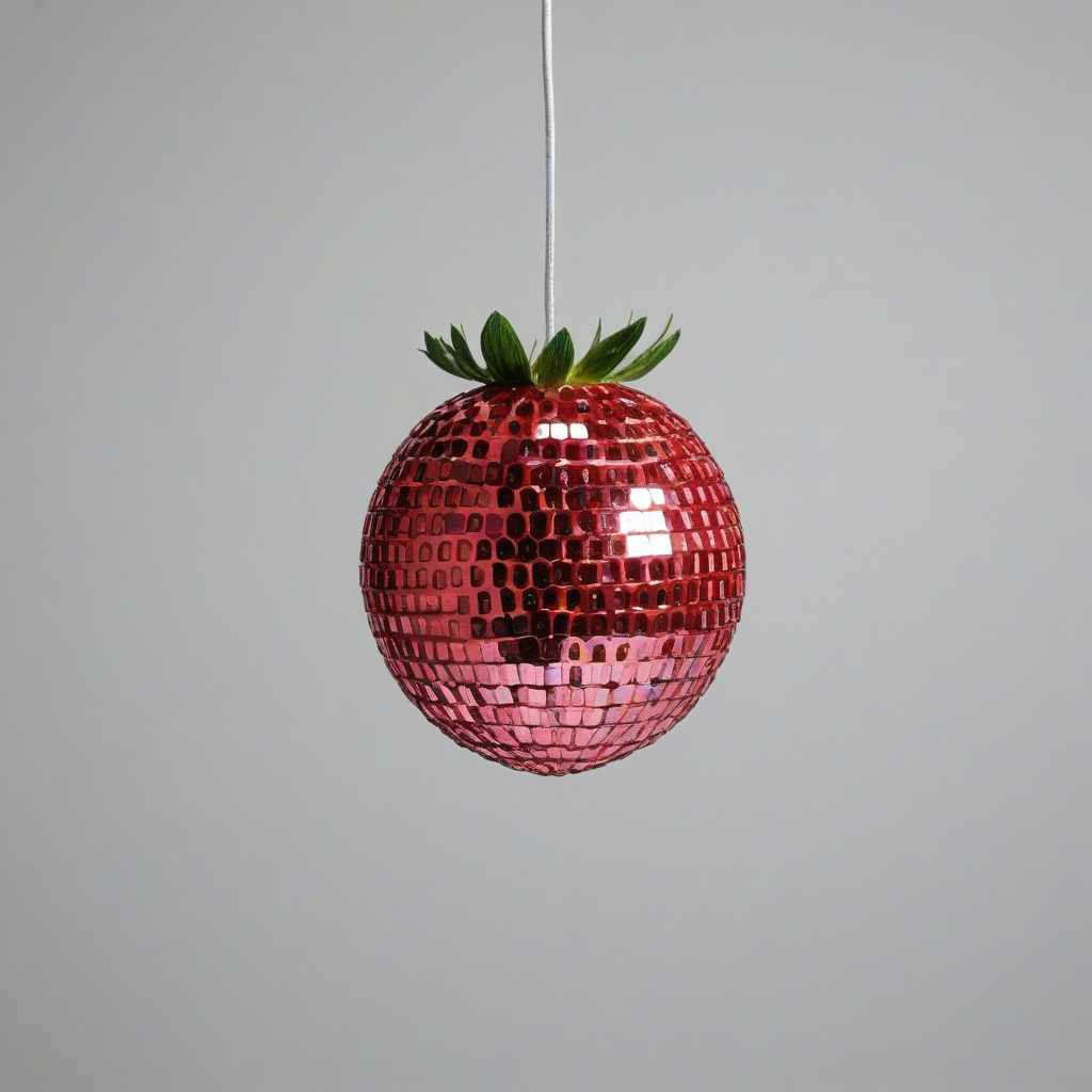strawberry disco ball, on a plain white background, even lighting