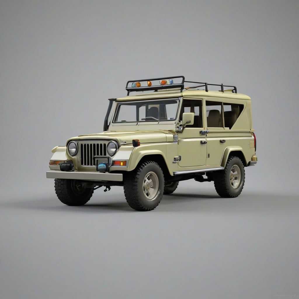3d cartoon style safari jeep, on a plain white background, even lighting