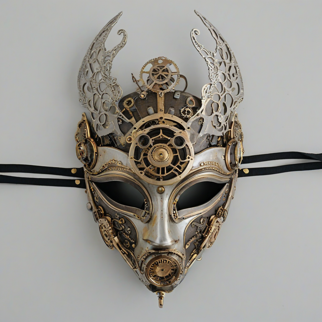 steampunk masquerade mask, on a plain white background, even lighting