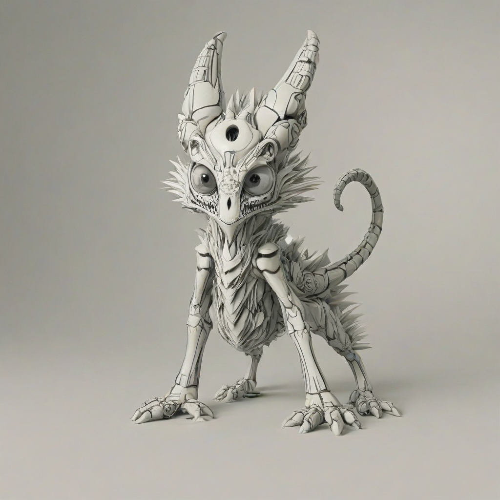 3d hand- drawn anime style creature, on a plain white background, even lighting