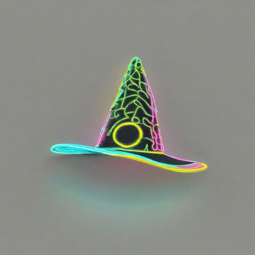 3d cartoon style, neon colored witch's hat, on a plain white background, even lighting