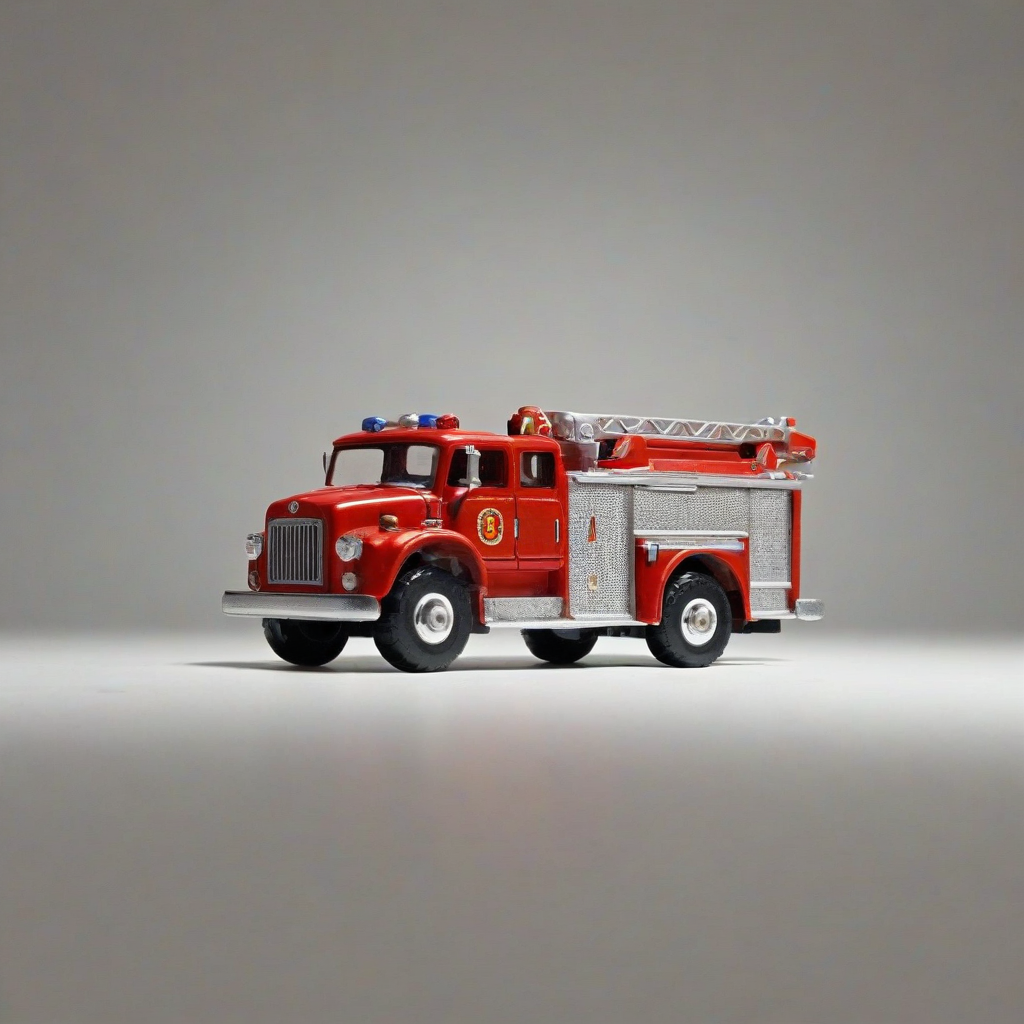 toy firetruck, on a plain white background, even lighting