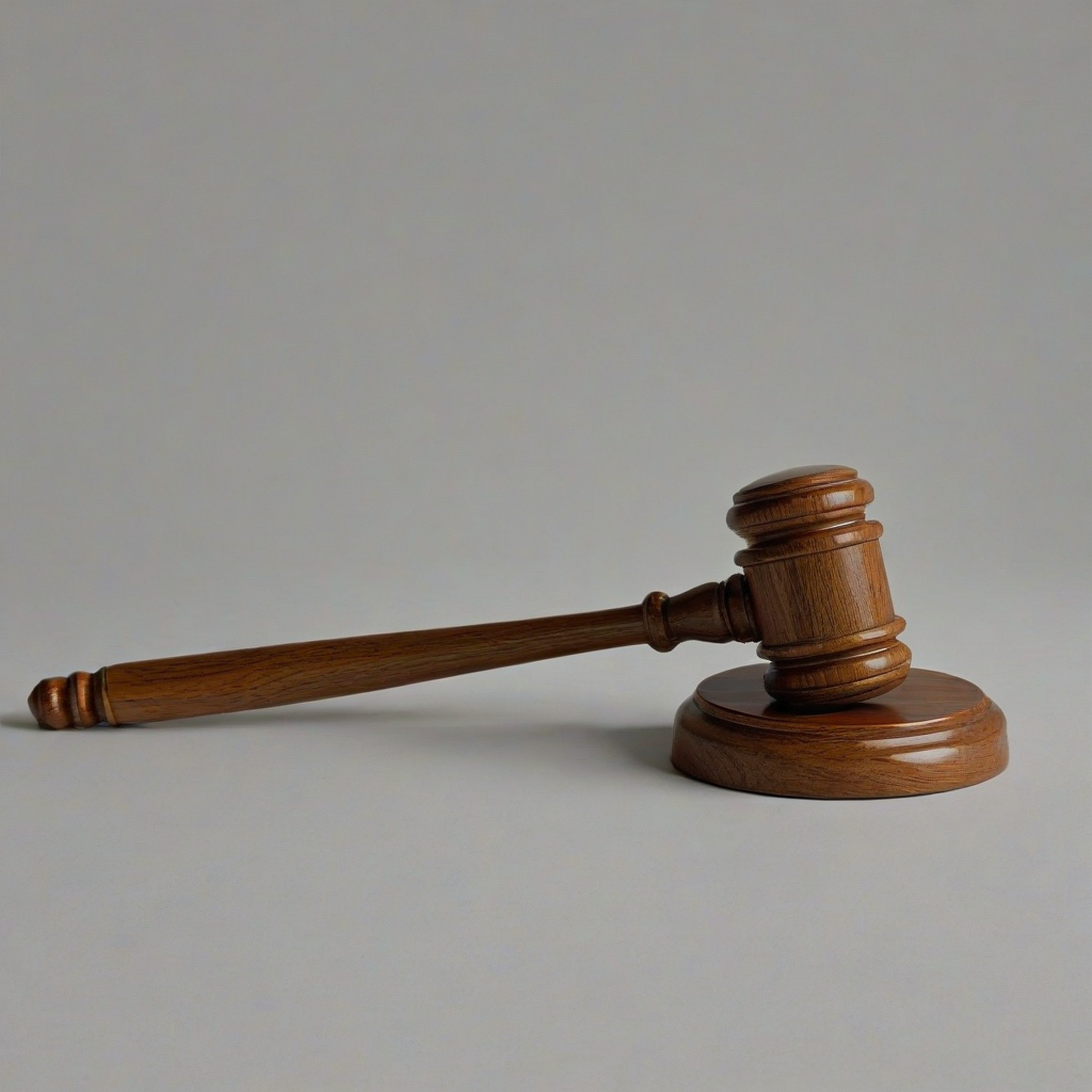wood gavel, on a plain white background, even lighting