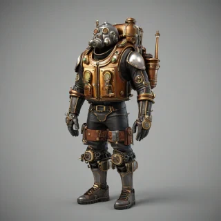 game asset style steampunk jetpack, on a plain white background, even lighting