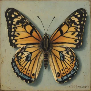 Renaissance painting of a butterfly