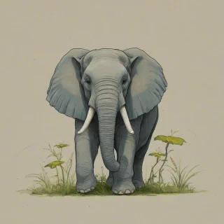 Ghibli style of an elephant