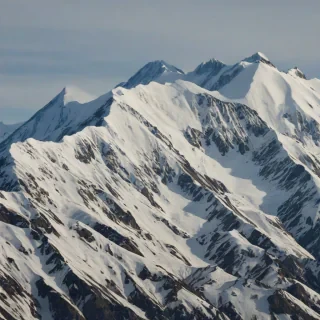 Cubism of a snowy capped mountains