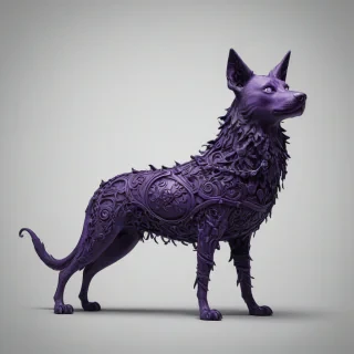 A mysterious, cursed object, Violet, with an eerie, Gothic aesthetic, adorned with intricate, mystical symbols and ornate details, in a wide shot, full-body view, on a plain white background, with a dark, ominous atmosphere, and a sense of foreboding, in the style of a haunting, Gothic illustration