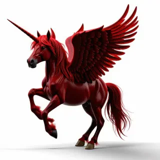 dark red unicorn with wings