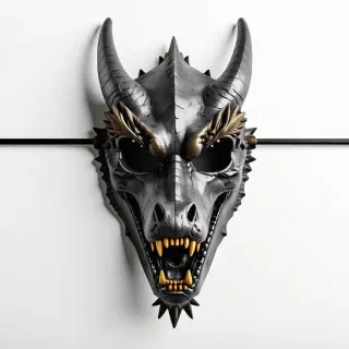 a time worn dragon skull mask