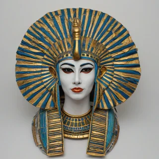 Pharoah nemes headdress, no human, no bodies, only headdress in image, on a plain white background, even lighting