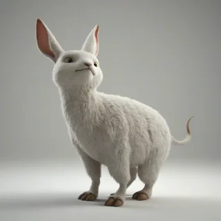 Ghibli style animal, on a plain white background, even lighting 