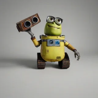 Shrek wall-e, on a plain white background, even lighting 