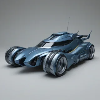 Steel Blue vehicle, concept art, full-body view, on a plain white background, on a plain white background, even lighting 