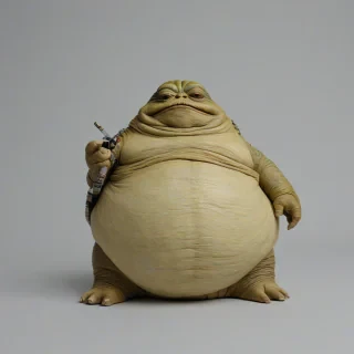 jabba the hutt, on a plain white background, even lighting