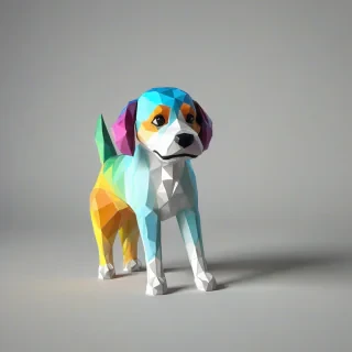 colorful, cartoon, low poly dog, on a plain white background, even lighting