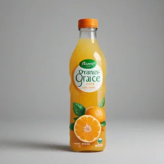 orange juice bottle name Fresh, on a plain white background, even lighting