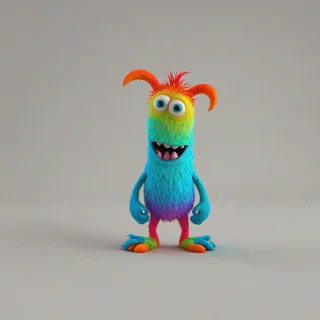 3d cartoon, lovable, brightly colored, children's monster, on a plain white background, even lighting