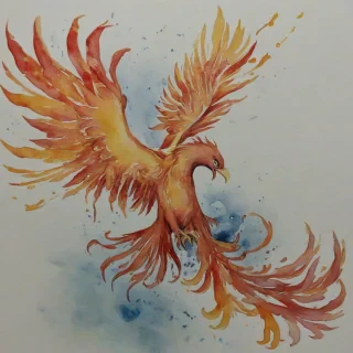 Watercolor of a phoenix