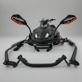 ski-doo summit flexible hand guard, on a plain white background, even lighting