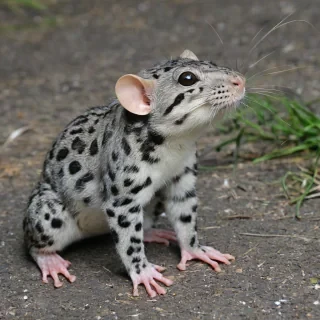 rat, frog, snow leopard hybrid