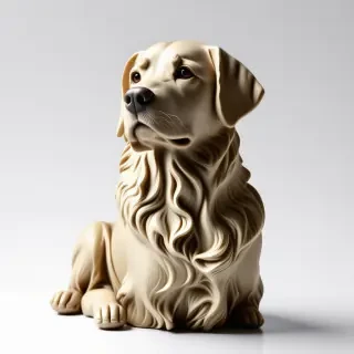A Greek statue of a golden retriever