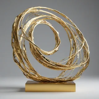 gold galaxy sculpture, on a plain white background, even lighting