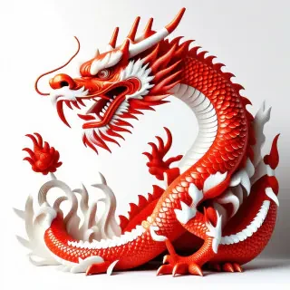 red and white chinese dragon
