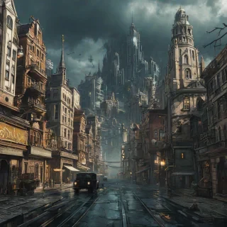 stormpunk cityscape