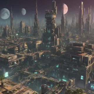 A Lunarpunk city