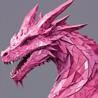 Cubism of a pink dragon