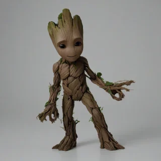 Groot from Guardians of the Galaxy, on a plain white background, even lighting