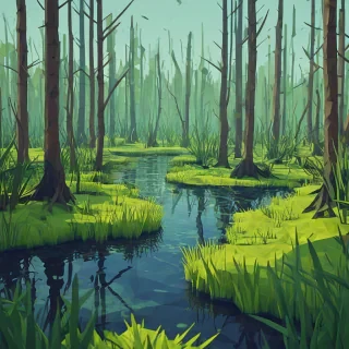 Low poly art of a swamp