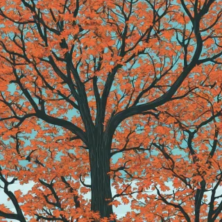 Flat art of a maple tree