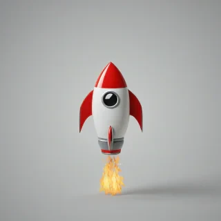 cartoon rocket, on a plain white background, even lighting
