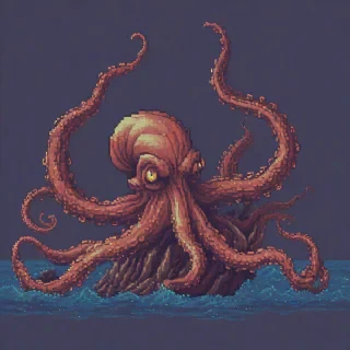 Pixel art of a kraken