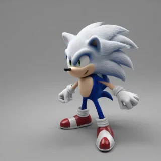 Sonic the hedgehog, on a plain white background, even lighting 