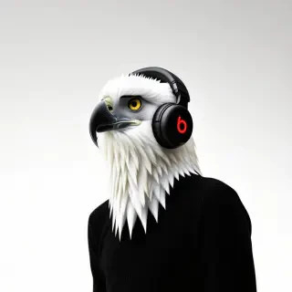 A Harpy wearing beats headphones