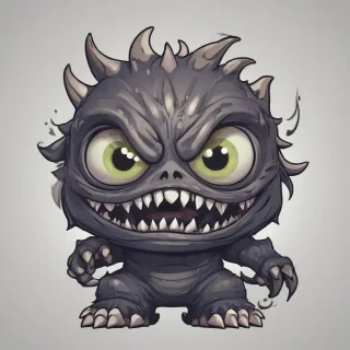 chibi - anime style evil monster, on a plain white background, even lighting