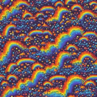 3D pixel art rainbow