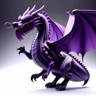 Huge purple dragon full body in flight