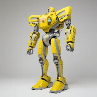 Retro-futuristic scientific equipment, bright yellow, synthwave style, full-body view, on a plain white background, on a plain white background, even lighting 