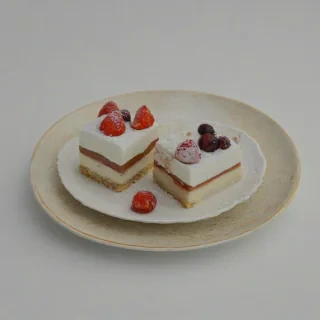 beautiful, delicious dessert, on a plain white background, even lighting