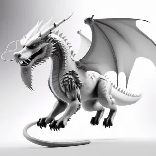 a large flying white dragon