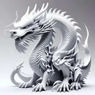 Huge, beautiful white dragon with a big, wide, flat head, and a slender tail