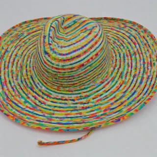 colorful sunhat with bright colors, on a plain white background, even lighting