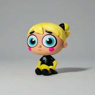 Powerpuff style character, on a plain white background, even lighting