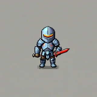 chibi pixel art style, knight, on a plain white background, even lighting