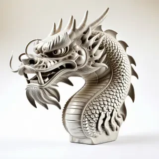 A statue of a dragon head.
