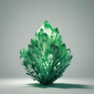 A large, green crystal formation in a wide shot, with a pixel art style, full-body view, on a plain white background, with vibrant green hues and intricate details, and a sense of depth and dimensionality, with a slight glow effect to accentuate the crystal's texture and structure, on a plain white background, even lighting, on a plain white background, even lighting 